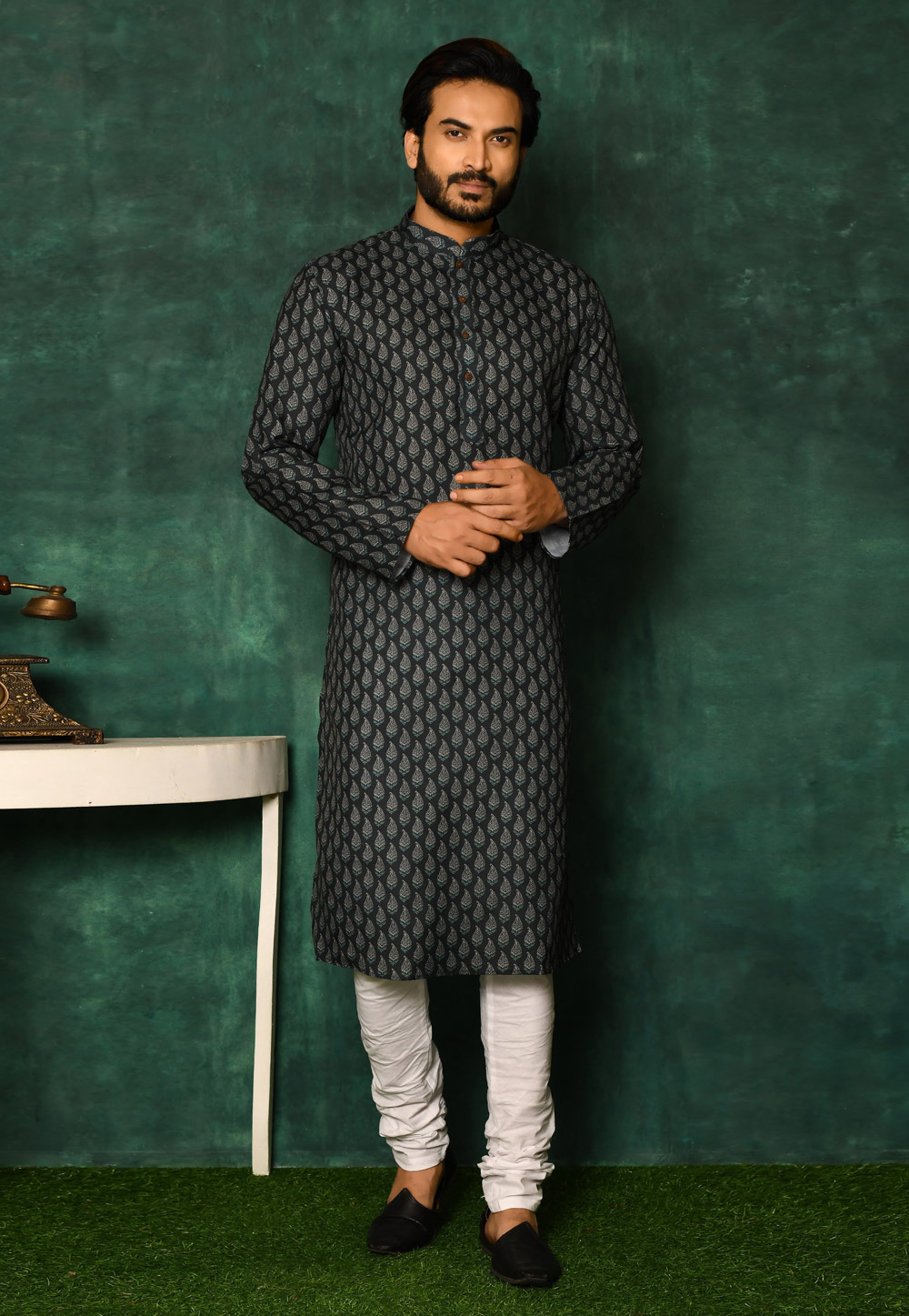 Navy Blue Cotton Kurta Pajama