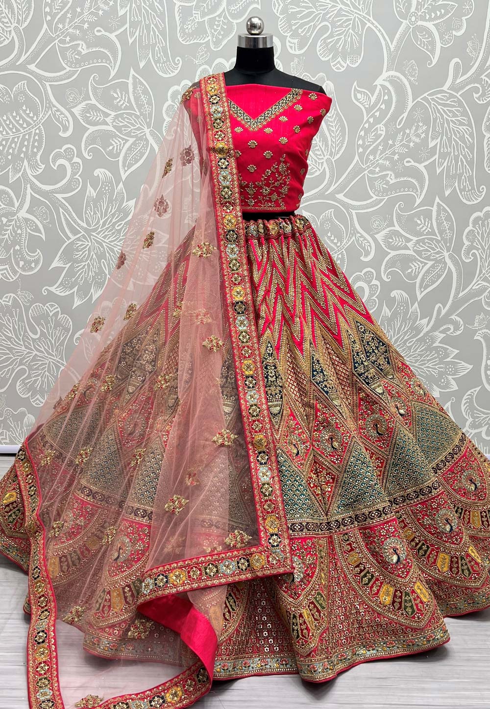 Magenta Silk Bridal Lehenga Choli