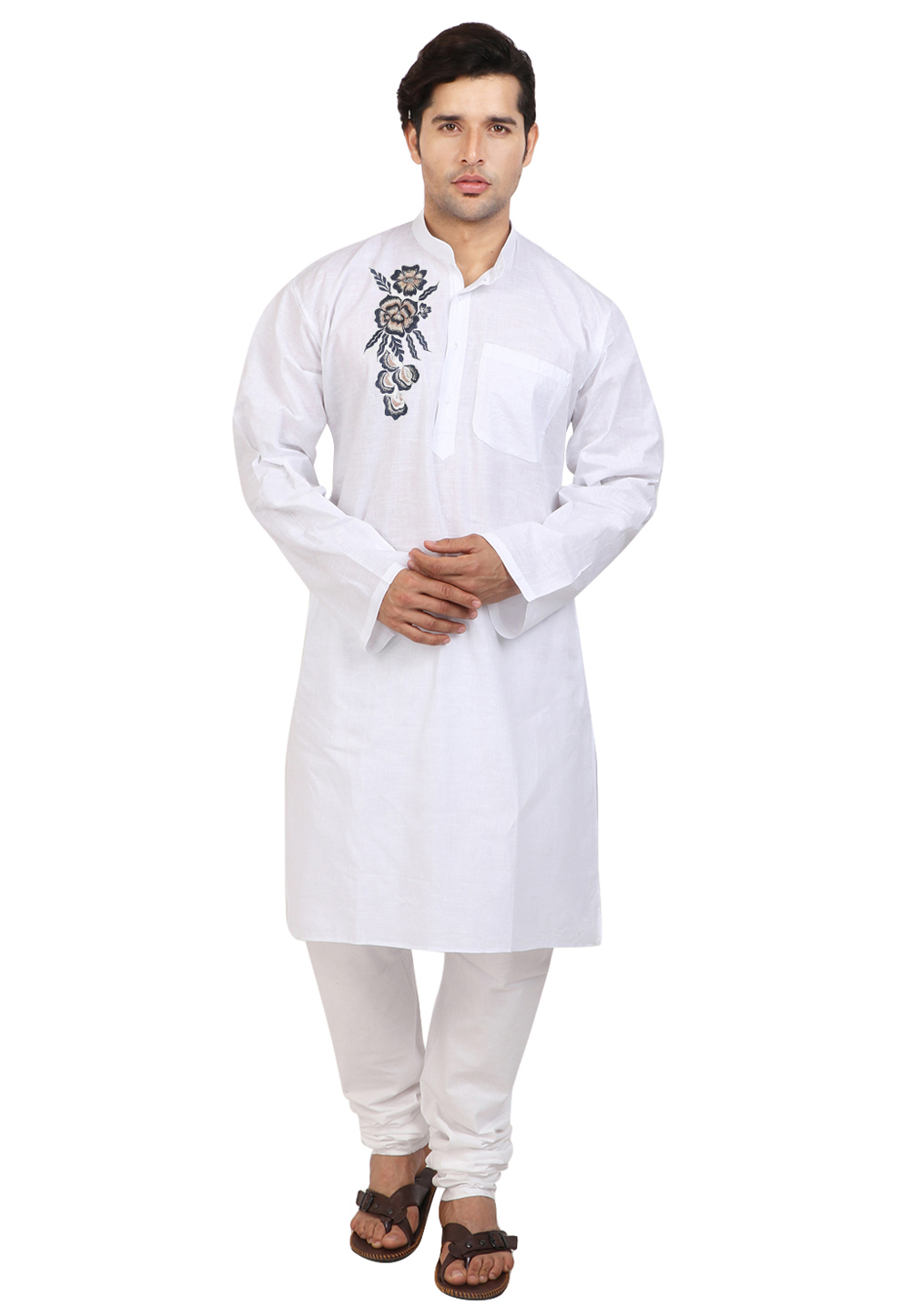 White Cotton Kurta Pajama 270717