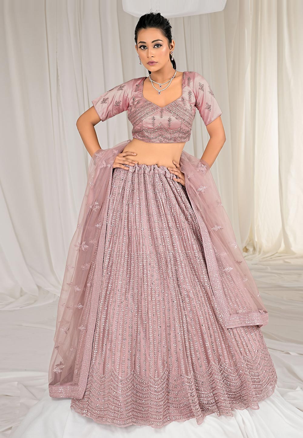 Light Purple Net Circular Lehenga Choli