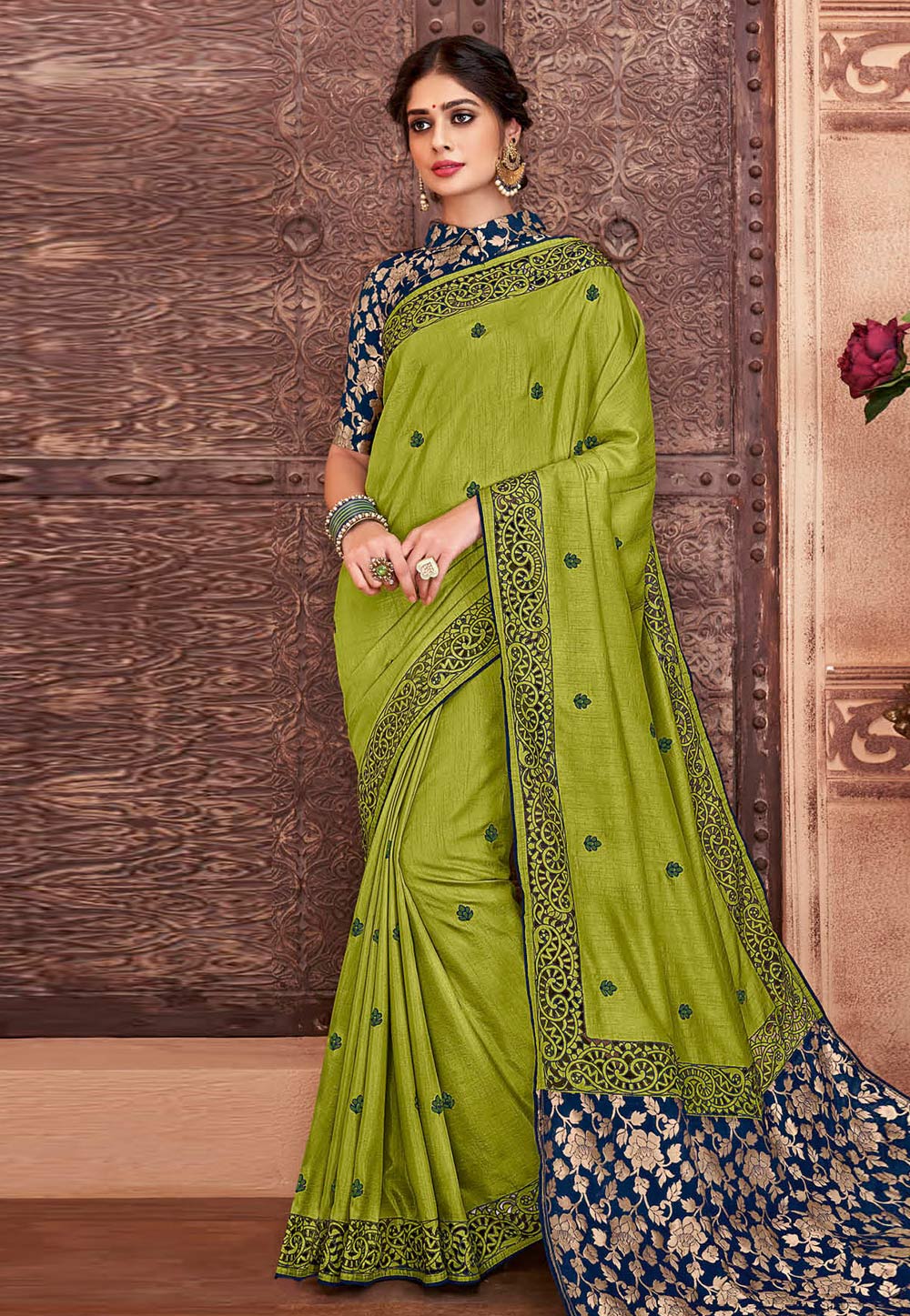 Green Silk Festival Wear Saree 197482