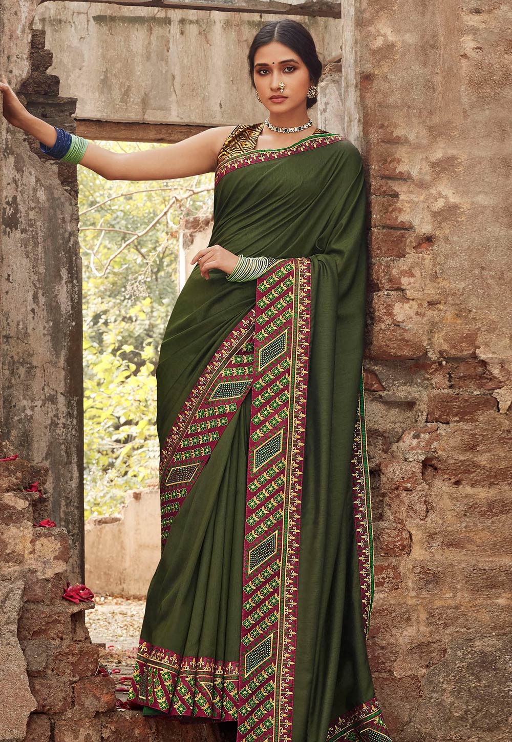 Green Silk Festival Wear Saree 200546