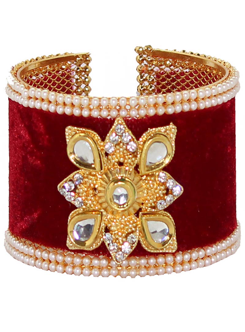 Maroon Alloy Austrian Diamonds Bangle 65965