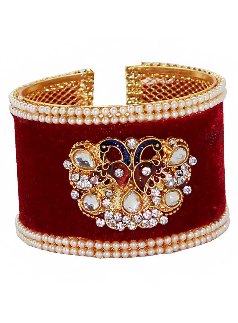 Maroon Alloy Austrian Diamonds Bangle 65973