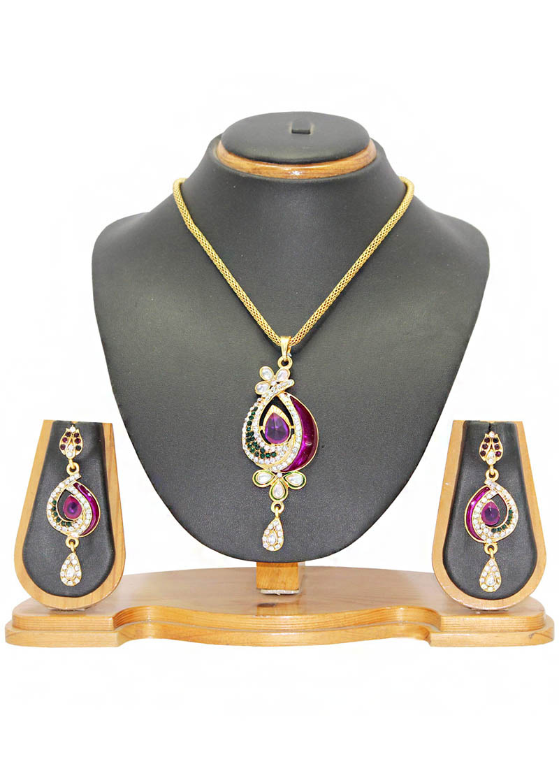 Green Zinc Austrian Diamonds Necklace With Earrings 66017