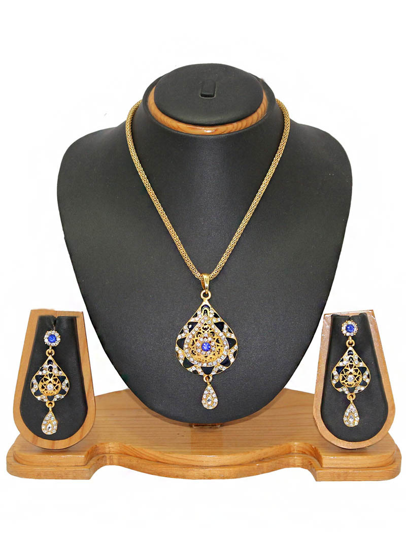Blue Zinc Austrian Diamonds Necklace With Earrings 66029