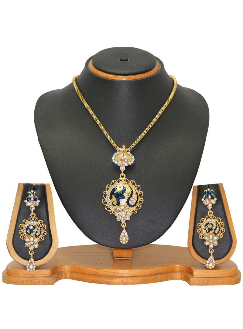 Blue Zinc Austrian Diamonds Necklace With Earrings 66044