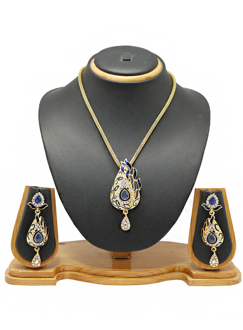 Blue Zinc Austrian Diamonds Necklace With Earrings 66065
