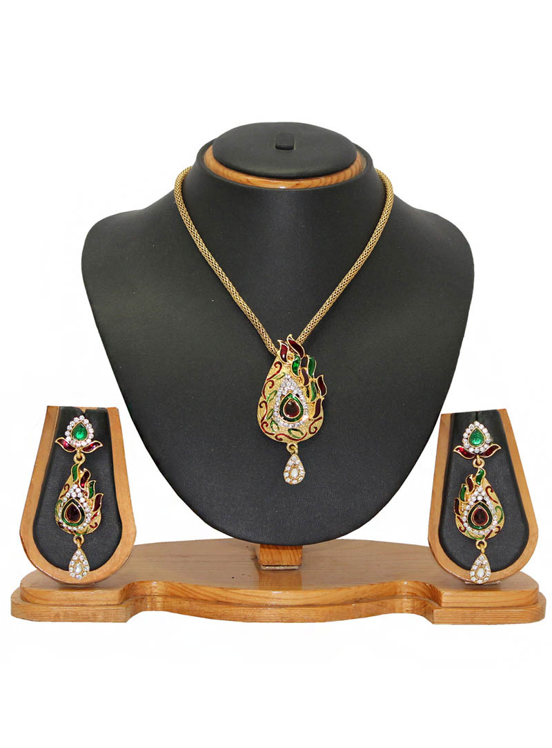 Maroon Zinc Austrian Diamonds Necklace With Earrings 66068