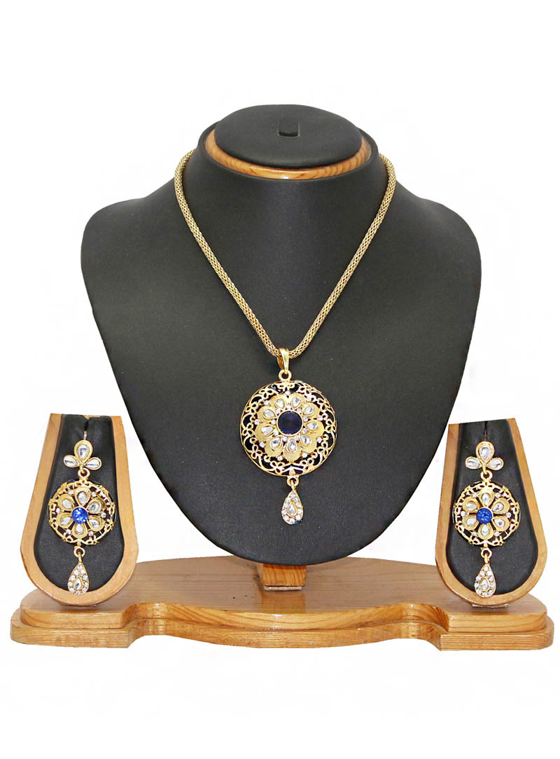 Blue Zinc Austrian Diamonds Necklace With Earrings 66070