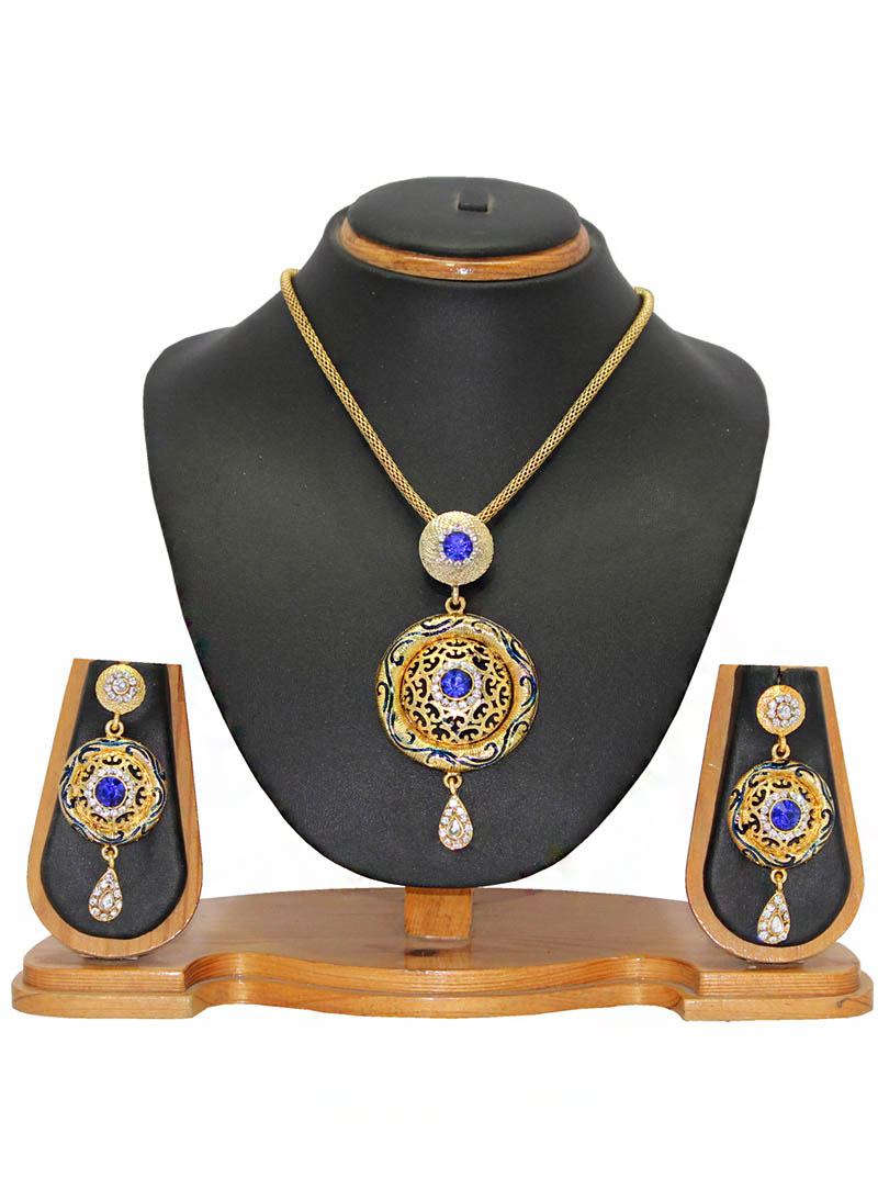 Blue Zinc Austrian Diamonds Necklace With Earrings 66075