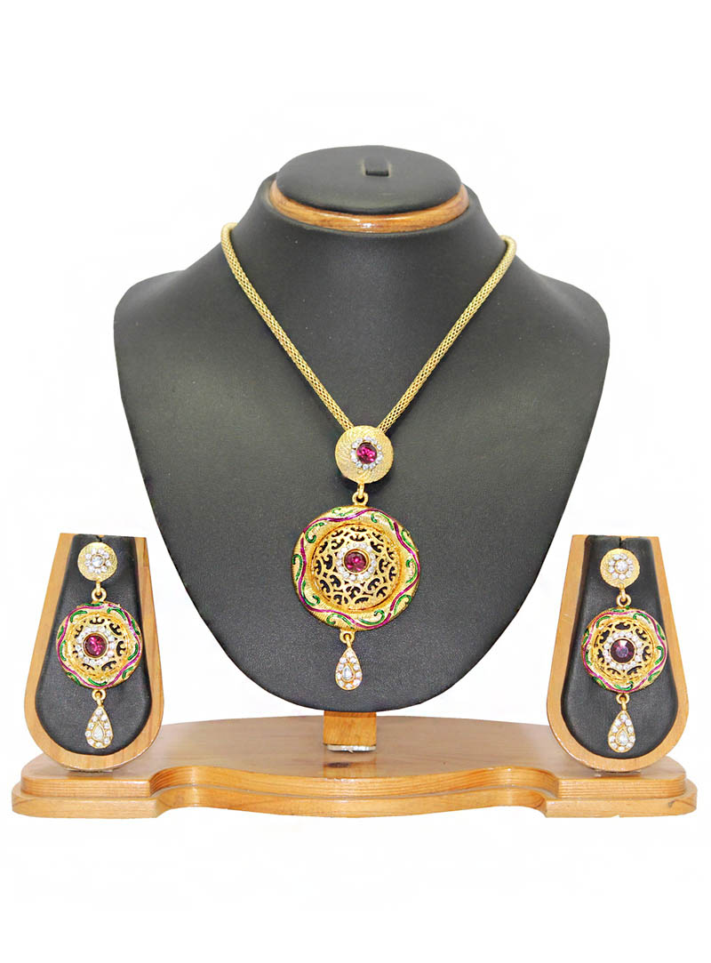 Green Zinc Austrian Diamonds Necklace With Earrings 66076