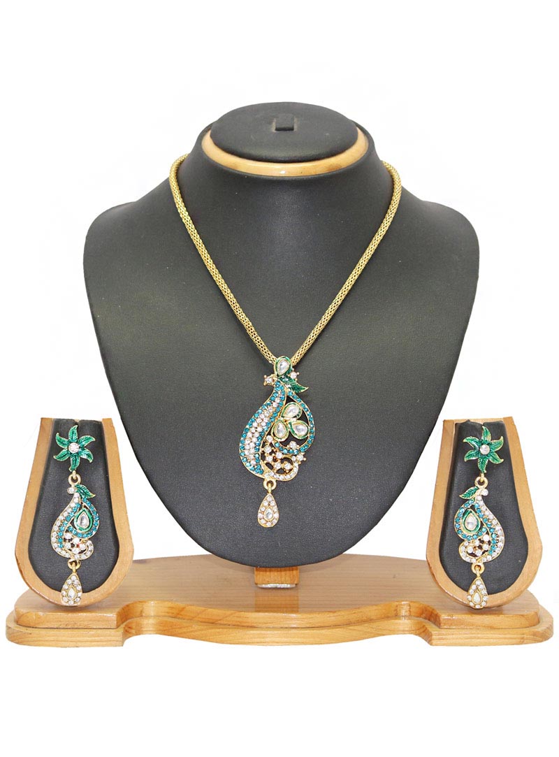 Sky Blue Zinc Austrian Diamonds Necklace With Earrings 66080