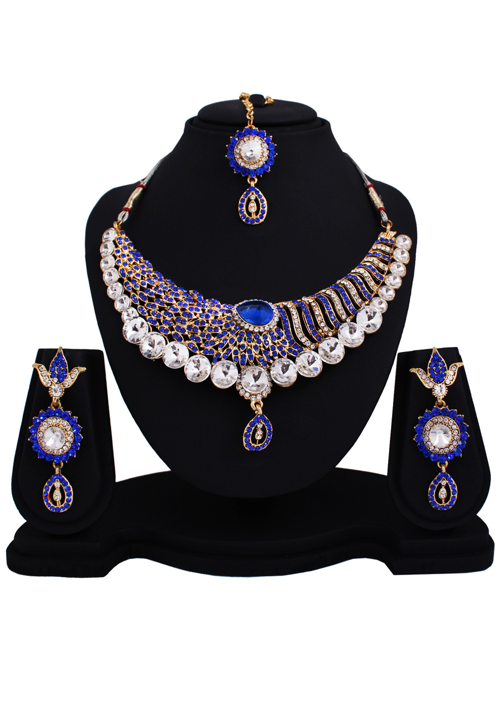 Blue Alloy Austrian Diamonds Heavy Set With Free Alloy Designer Kada  89148
