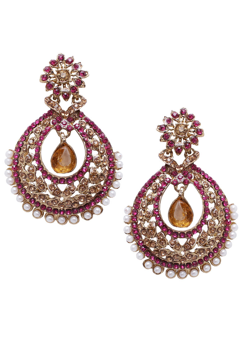 Pink Alloy Austrian Diamonds Earrings 89250