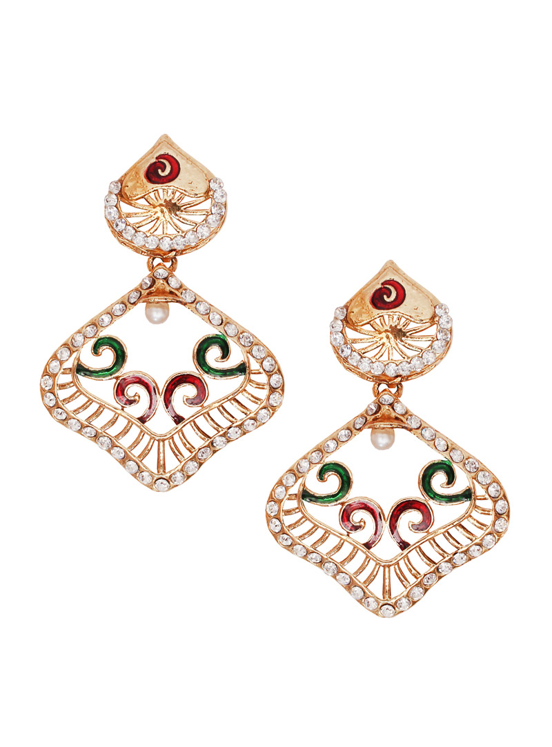 White Alloy Austrian Diamond Earrings 128420