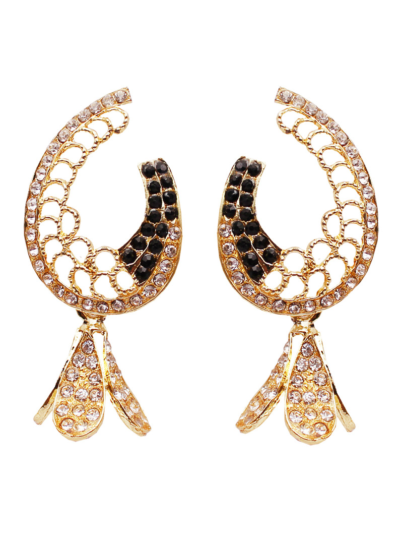 Black Alloy Austrian Diamond Earrings 128443