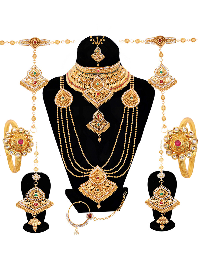 Golden Alloy Austrian Diamond Bridal Set 128607