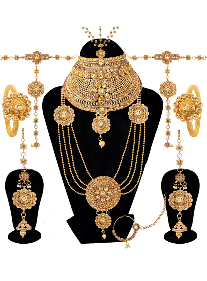 Golden Alloy Austrian Diamond Bridal Set 128609