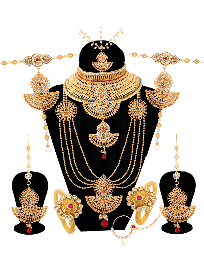 Golden Alloy Austrian Diamond Bridal Set 128610