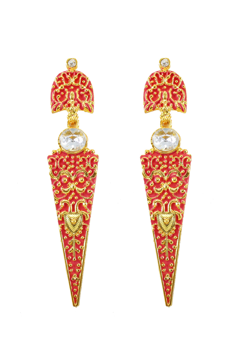 Maroon Alloy Austrian Diamond Earrings 177881