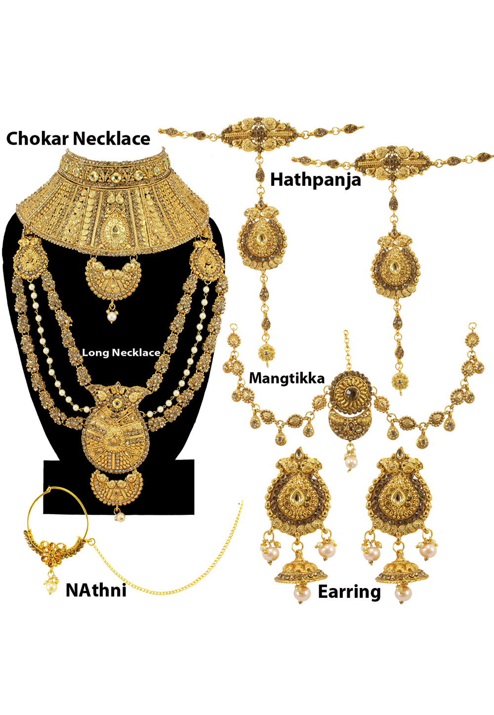 Golden Alloy Austrian Diamond Bridal Set 197136