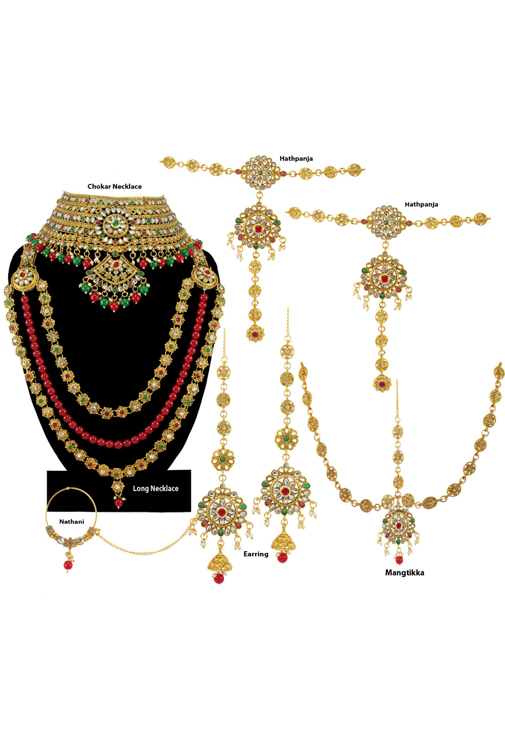 Maroon Alloy Austrian Diamond Bridal Set 197137