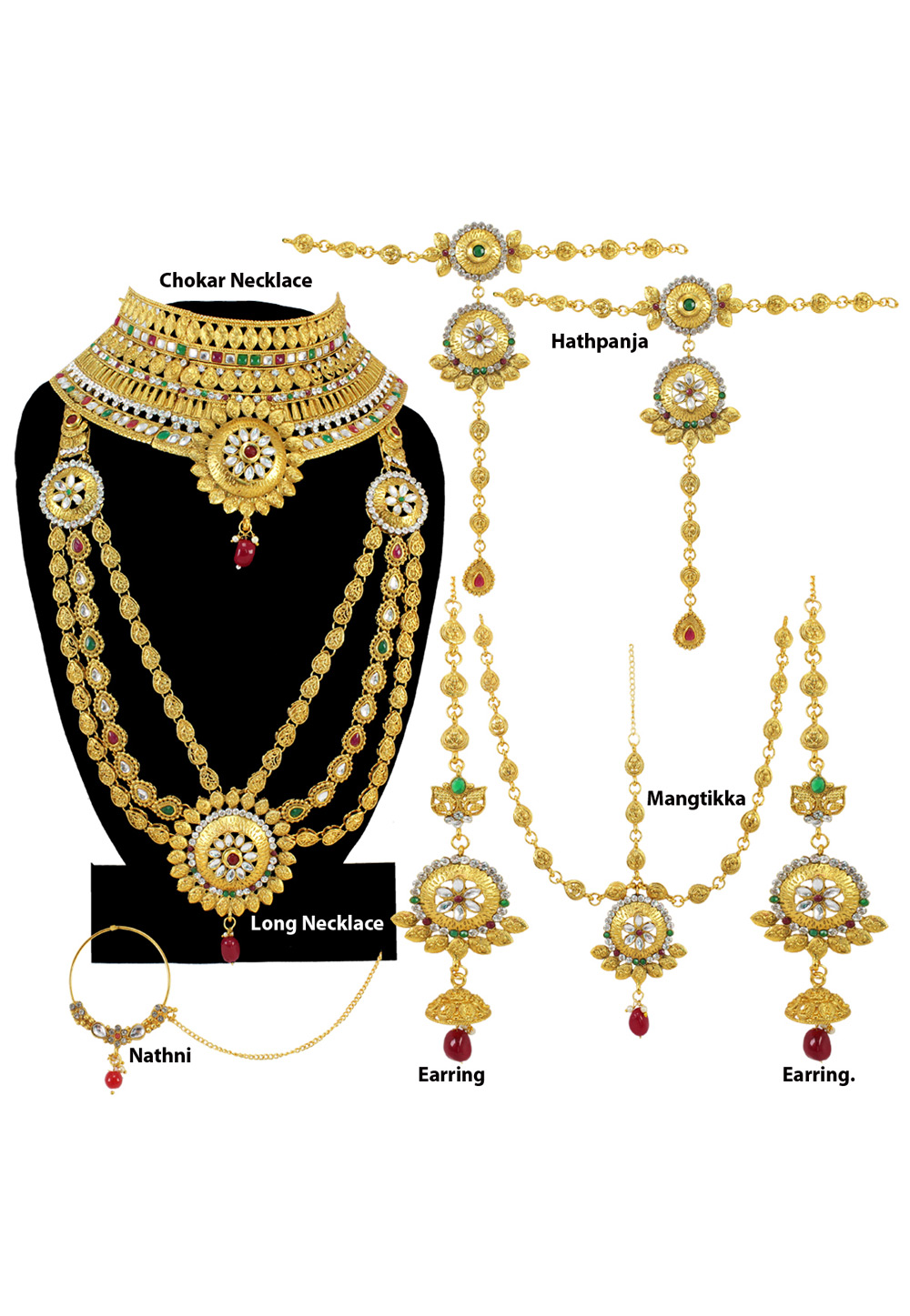 Maroon Alloy Austrian Diamond Bridal Set 197140