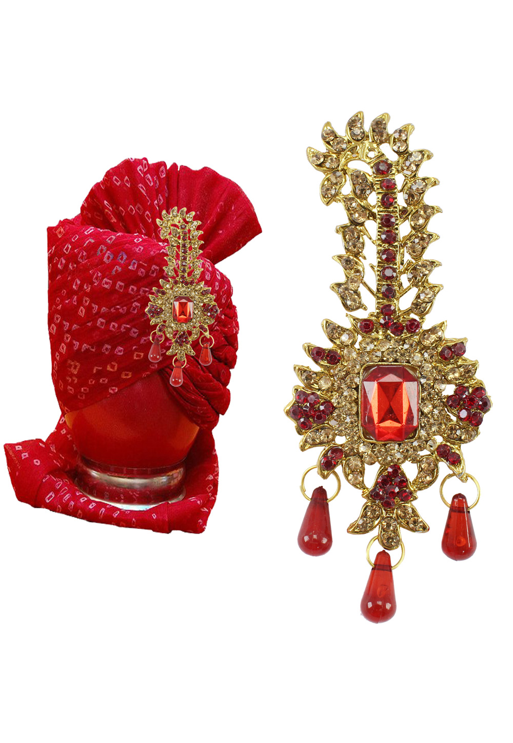 Maroon Alloy Austrian Diamond Safa Kalangi Brooch 197180