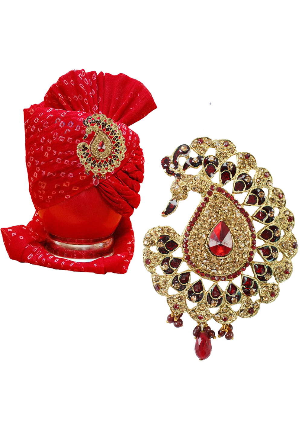Maroon Alloy Austrian Diamond Safa Kalangi Brooch 197181