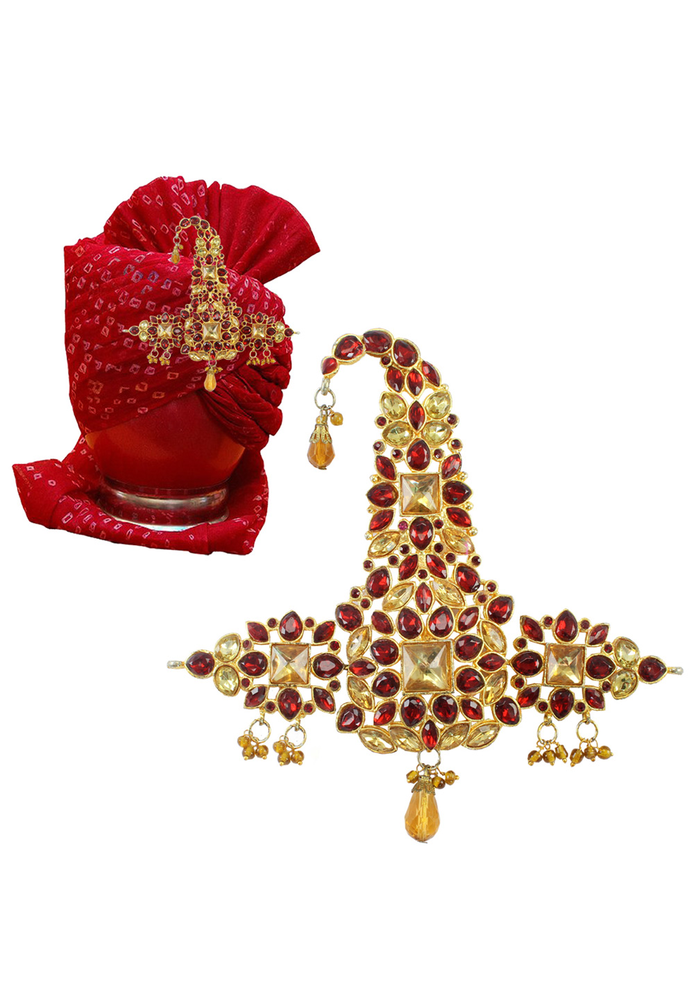 Maroon Alloy Safa Kalangi Brooch 197184