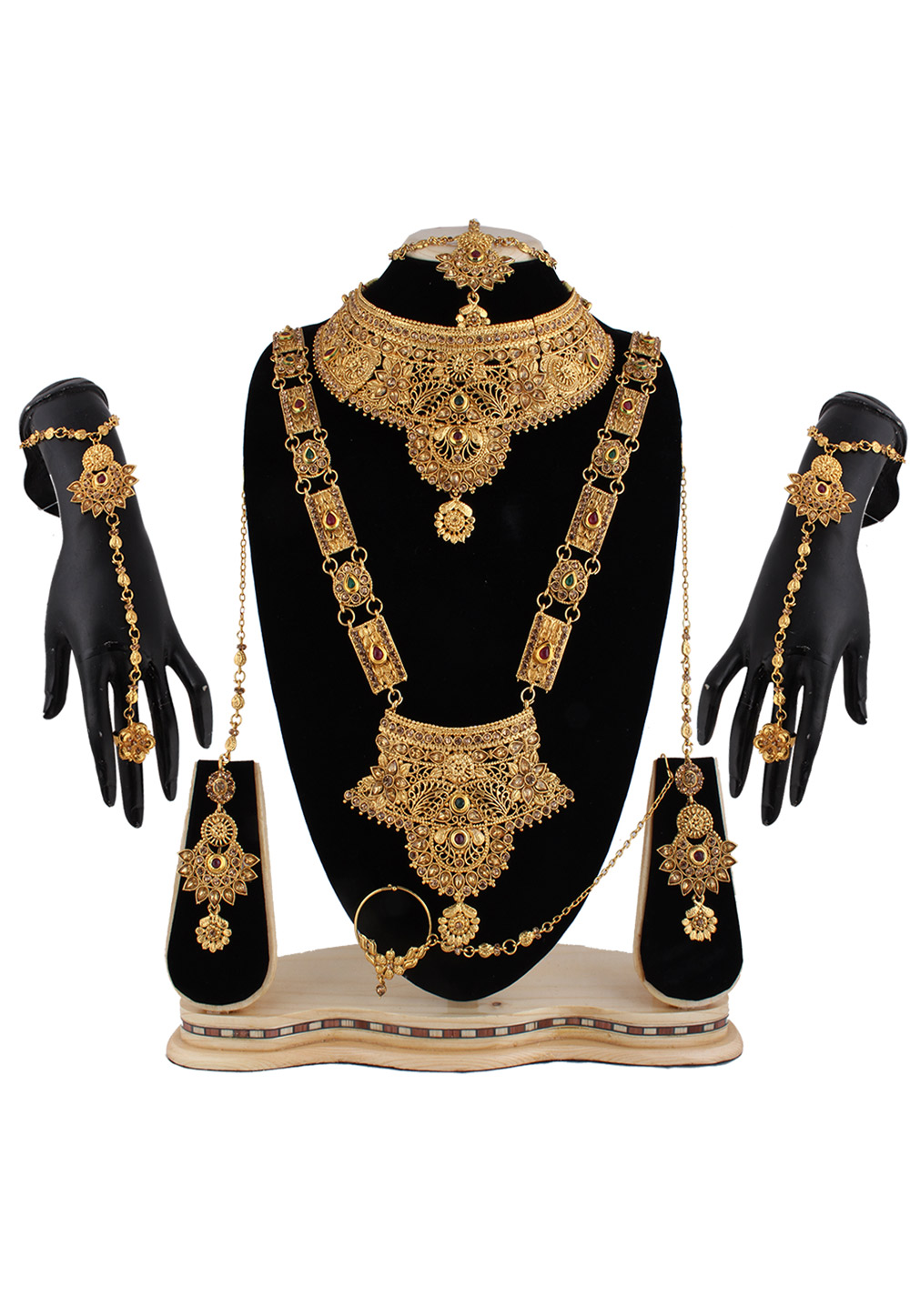 Brown Alloy Austrian Diamond Bridal Set 220231