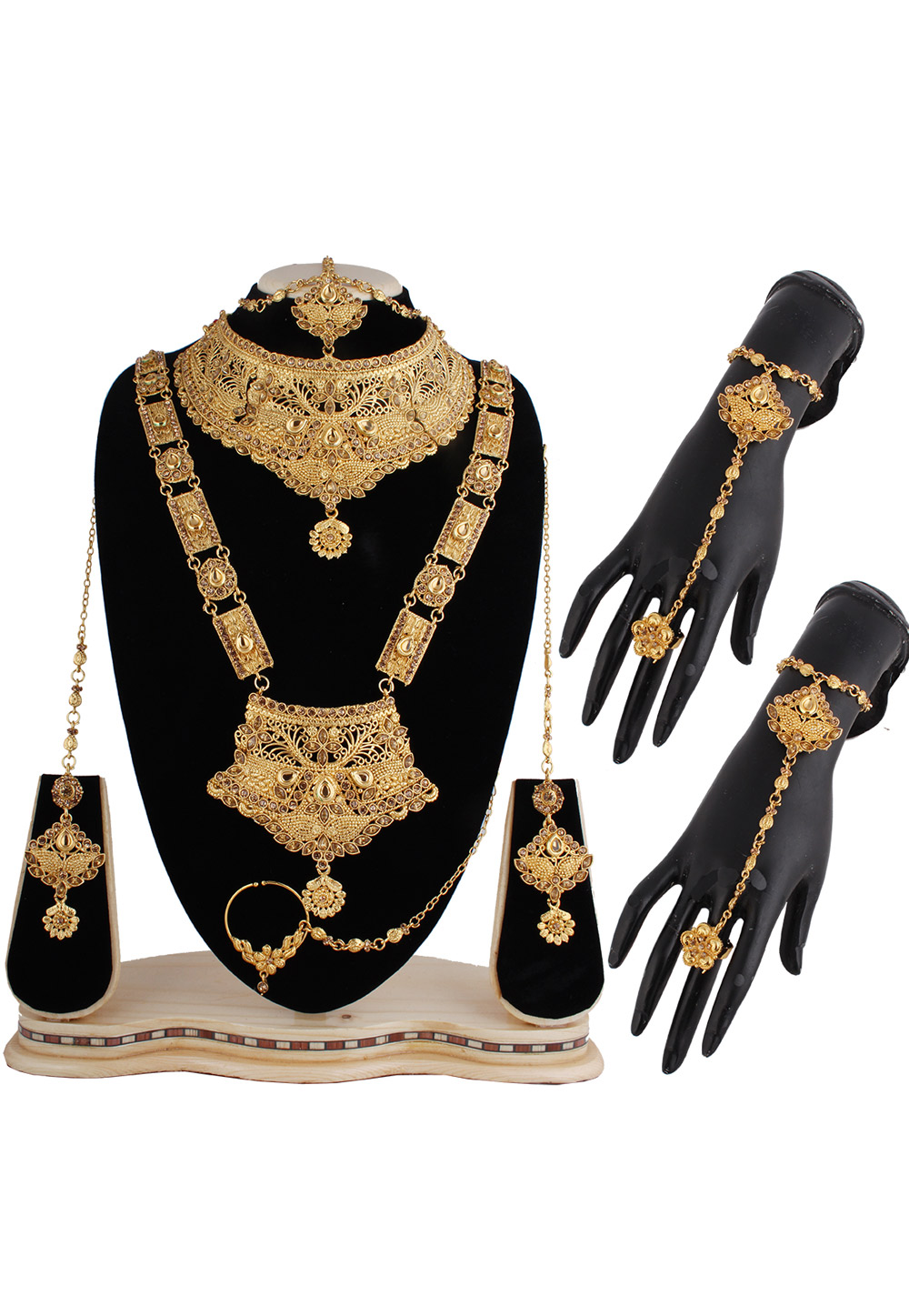 Golden Alloy Austrian Diamond Bridal Set 220236