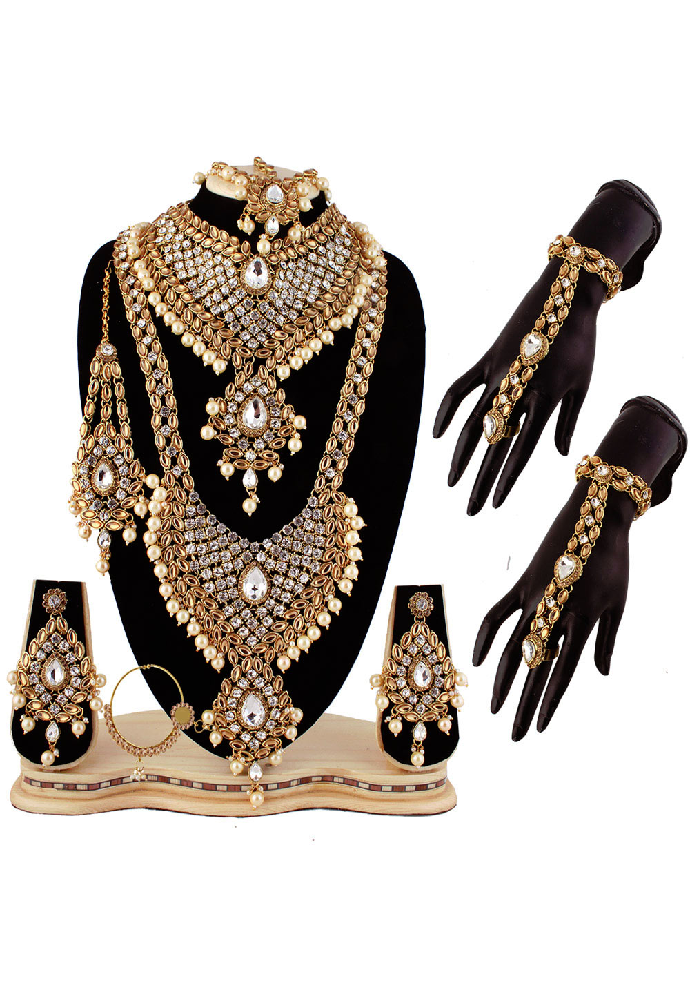 Off White Alloy Austrian Diamond Bridal Set 220270