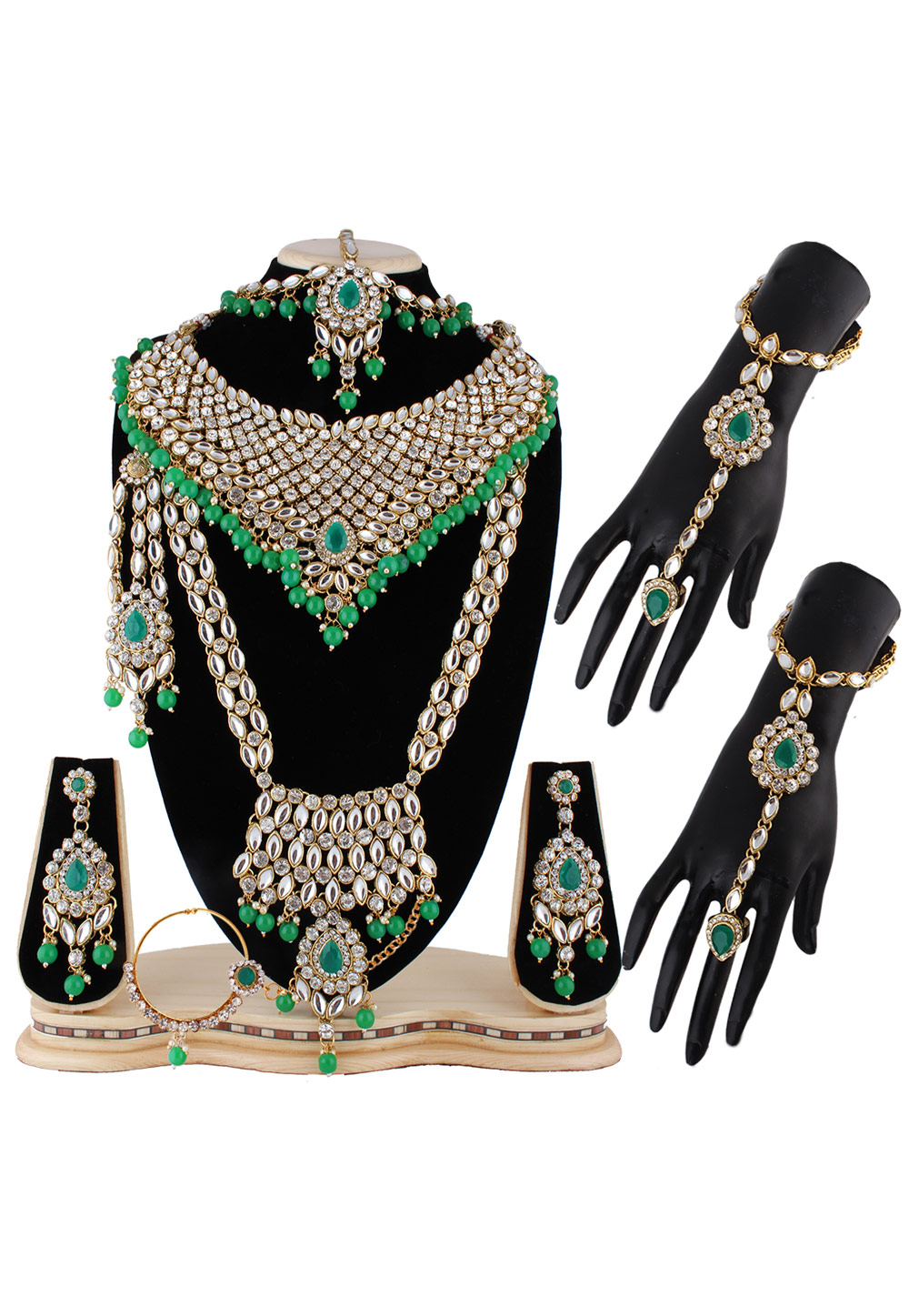 Green Alloy Austrian Diamond Bridal Set 223745