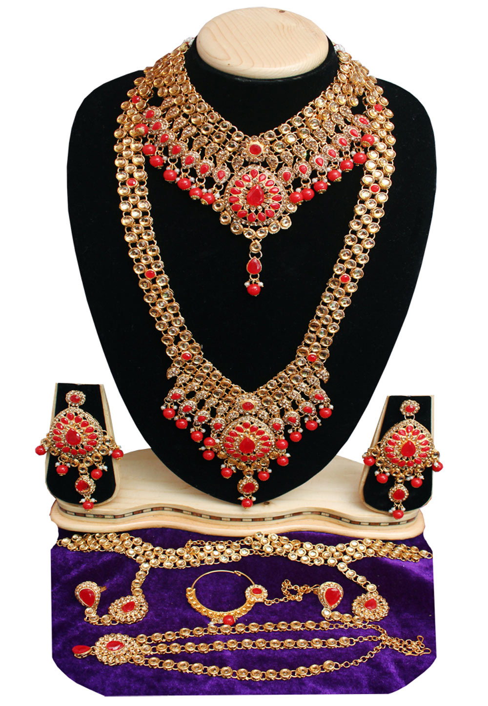 Red Alloy Austrian Diamond Bridal Set 257279