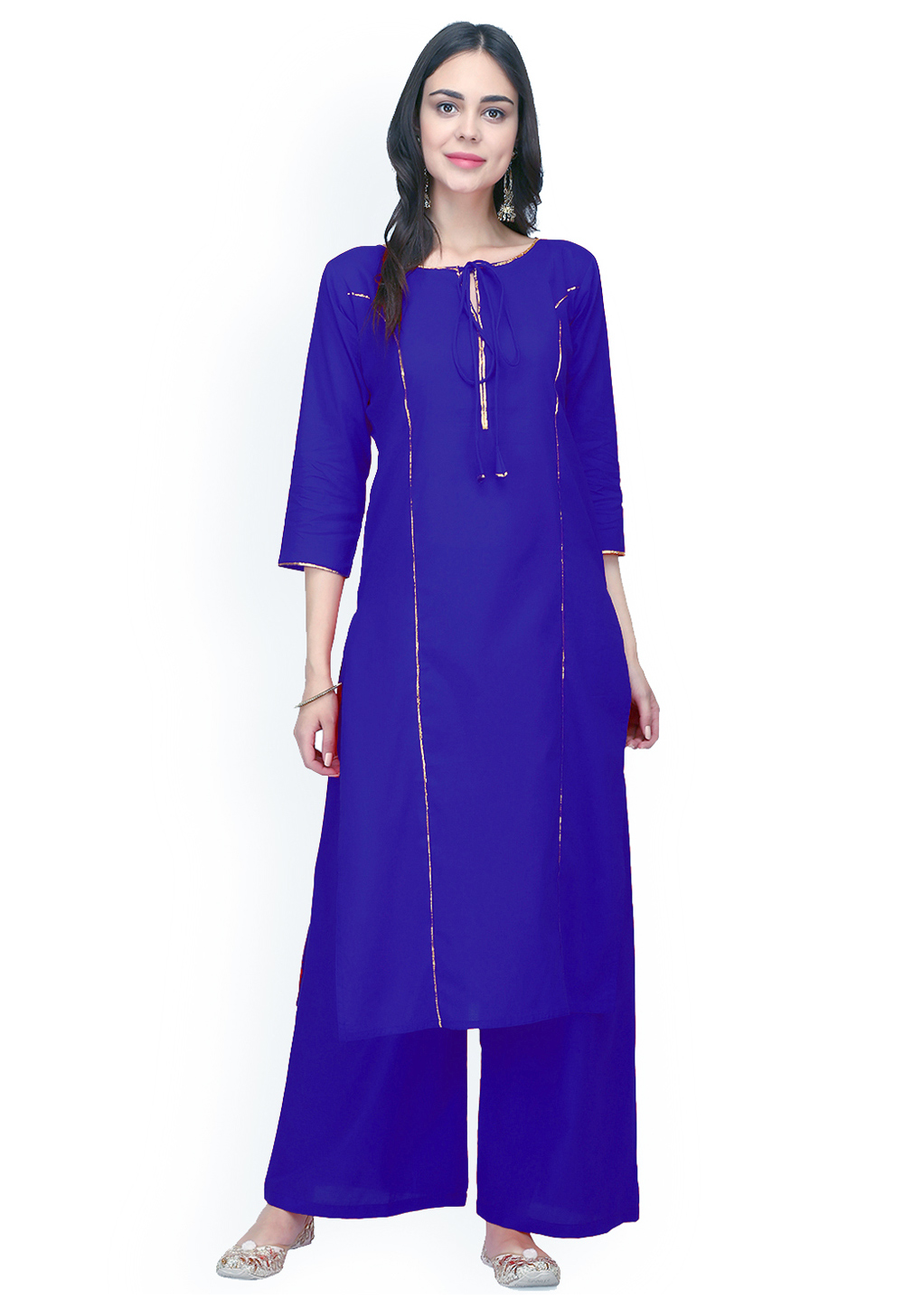 Blue Rayon Readymade Kurta Set With Palazzo 213546