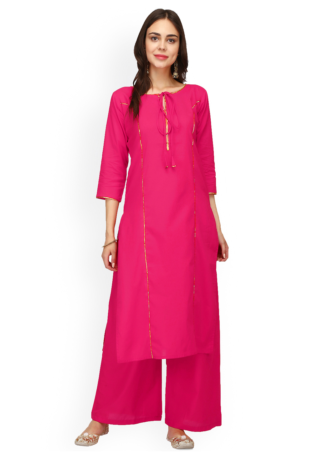 Pink Rayon Readymade Kurta Set With Palazzo 213547