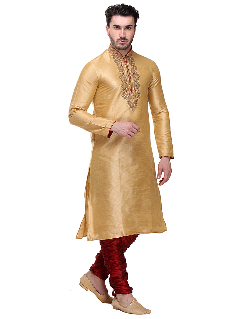 Golden Dupion Readymade Kurta Pajama 99176