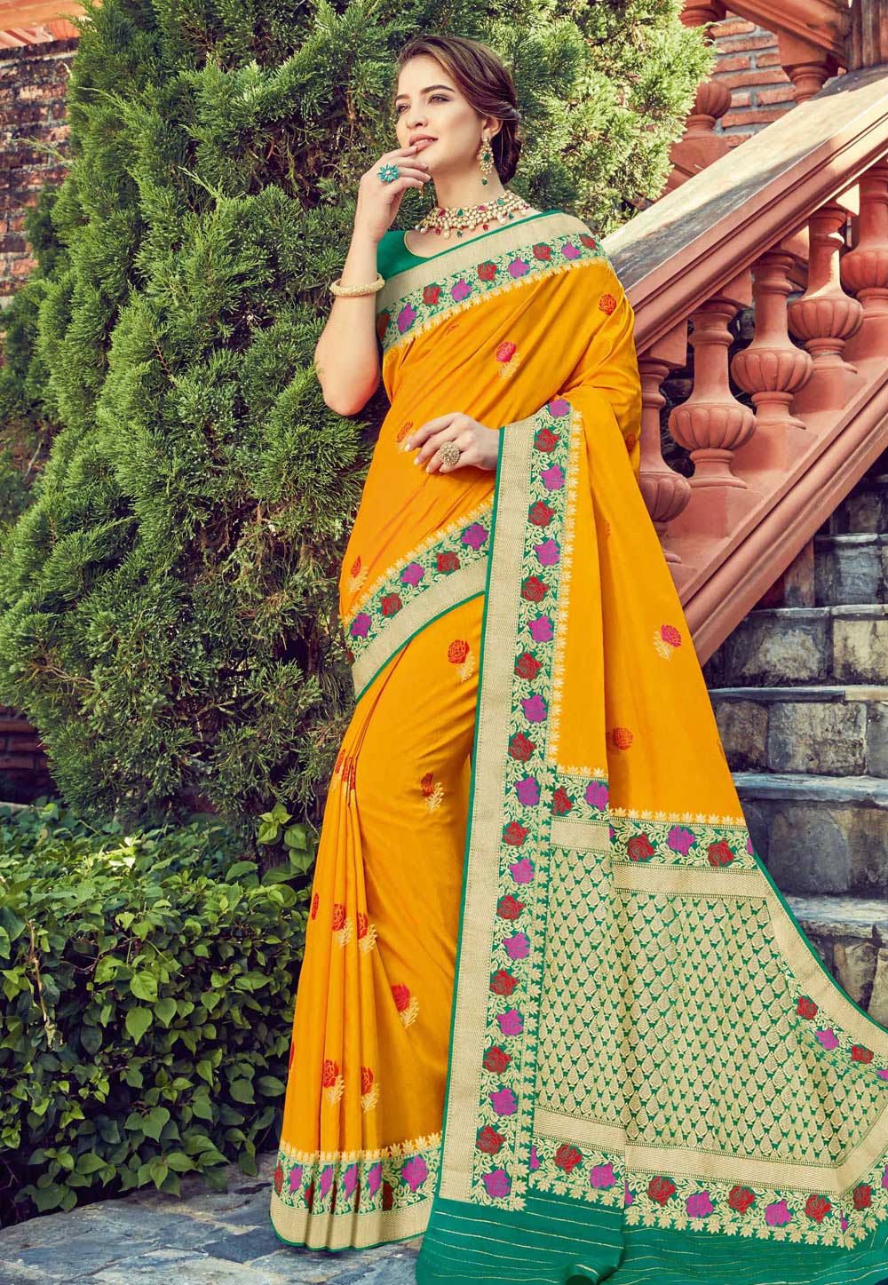Mustard Silk Festival Wear Saree 206495