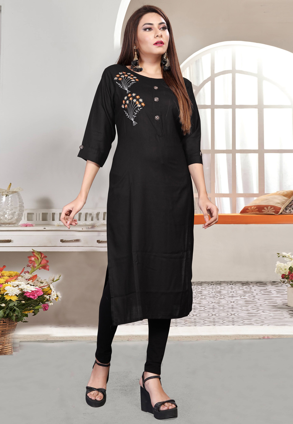 Black Rayon Tunic 216478