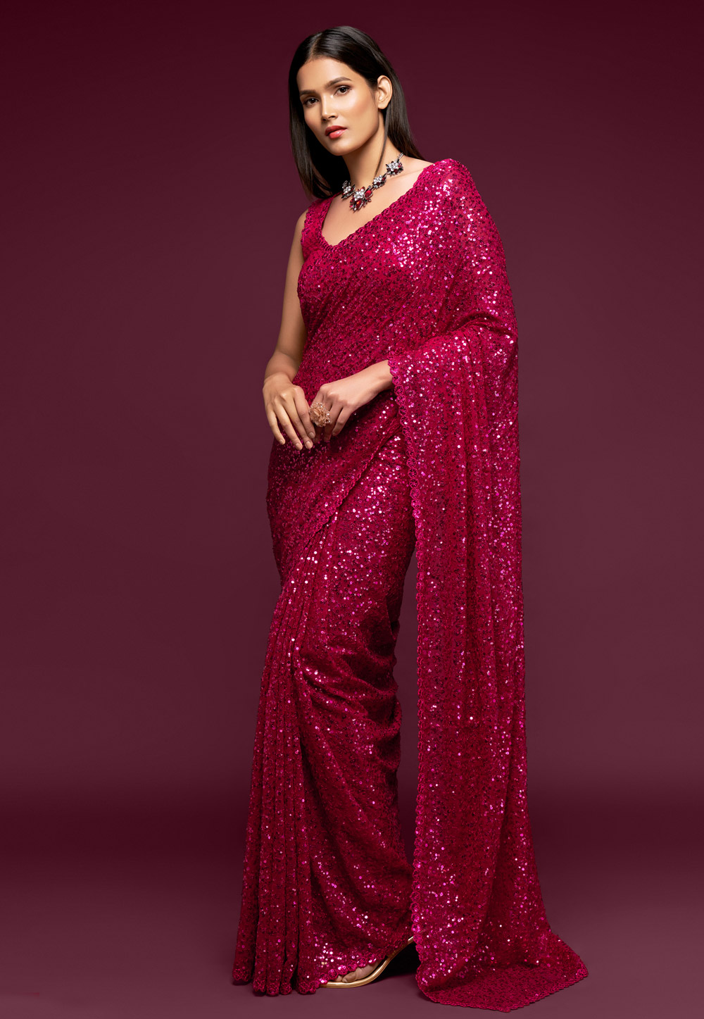 Magenta Georgette Festival Wear Saree 234298