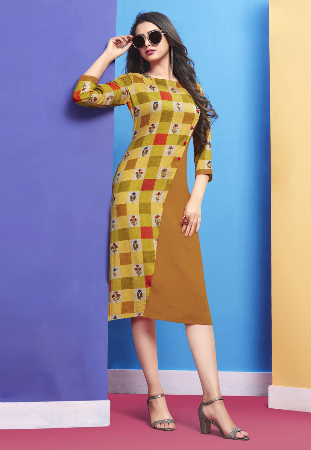 Light Green Rayon Readymade Printed Tunic 201304