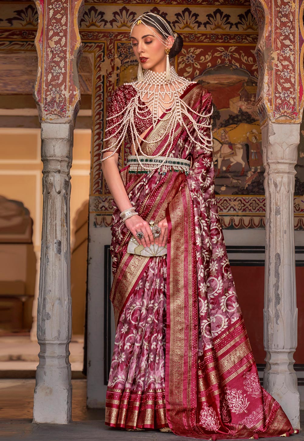 Maroon Silk Saree With Blouse 267682