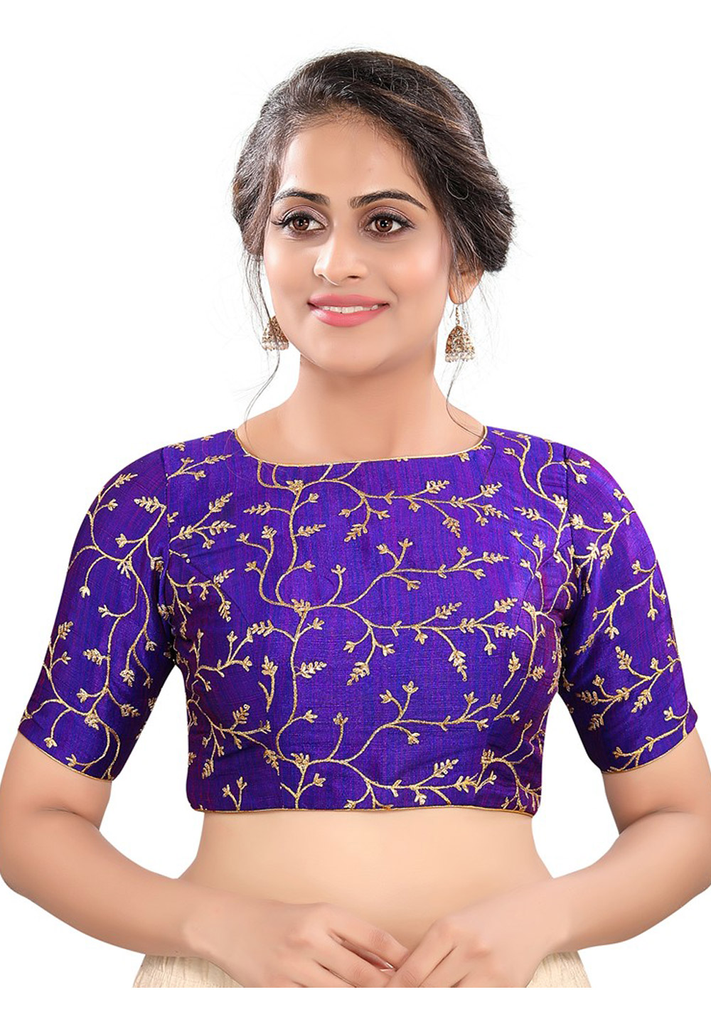 Blue Silk Readymade Blouse 206704
