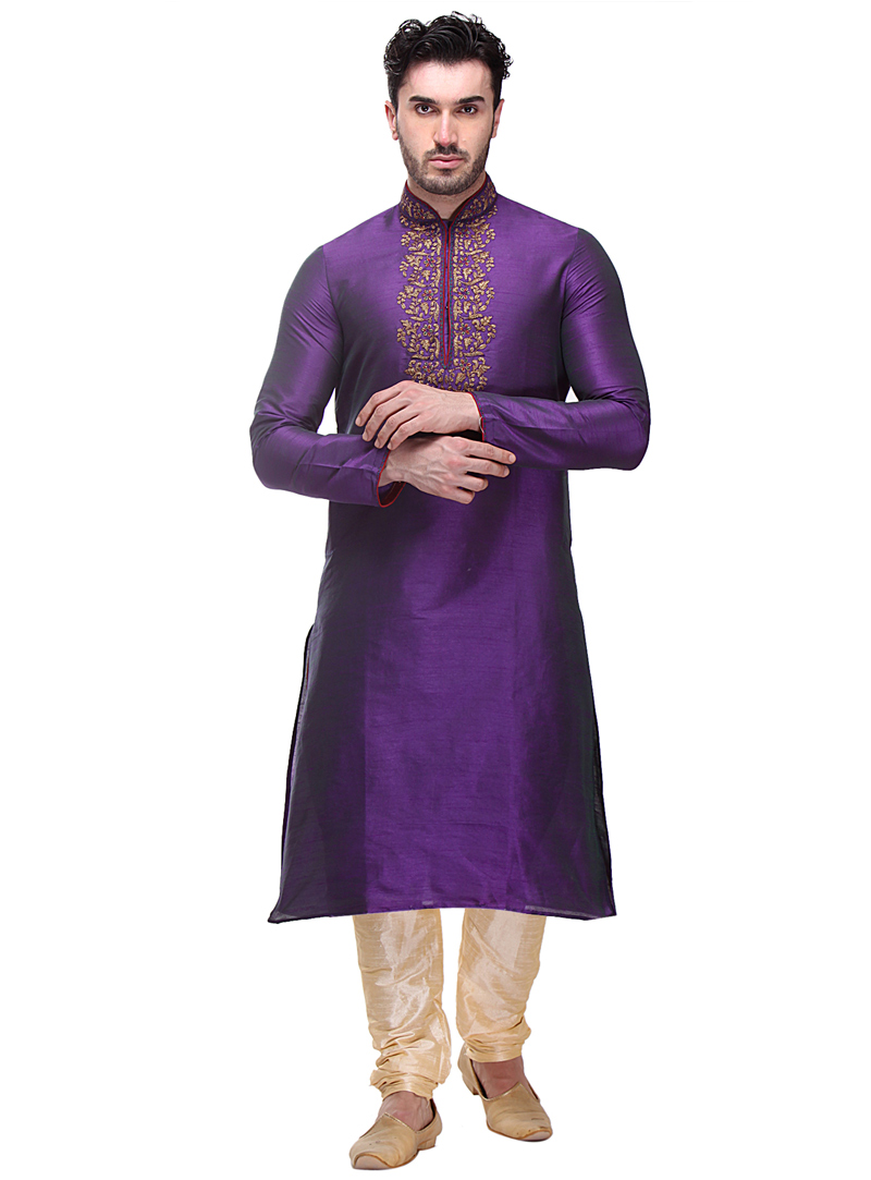 Purple Dupion Readymade Kurta Pajama 99181