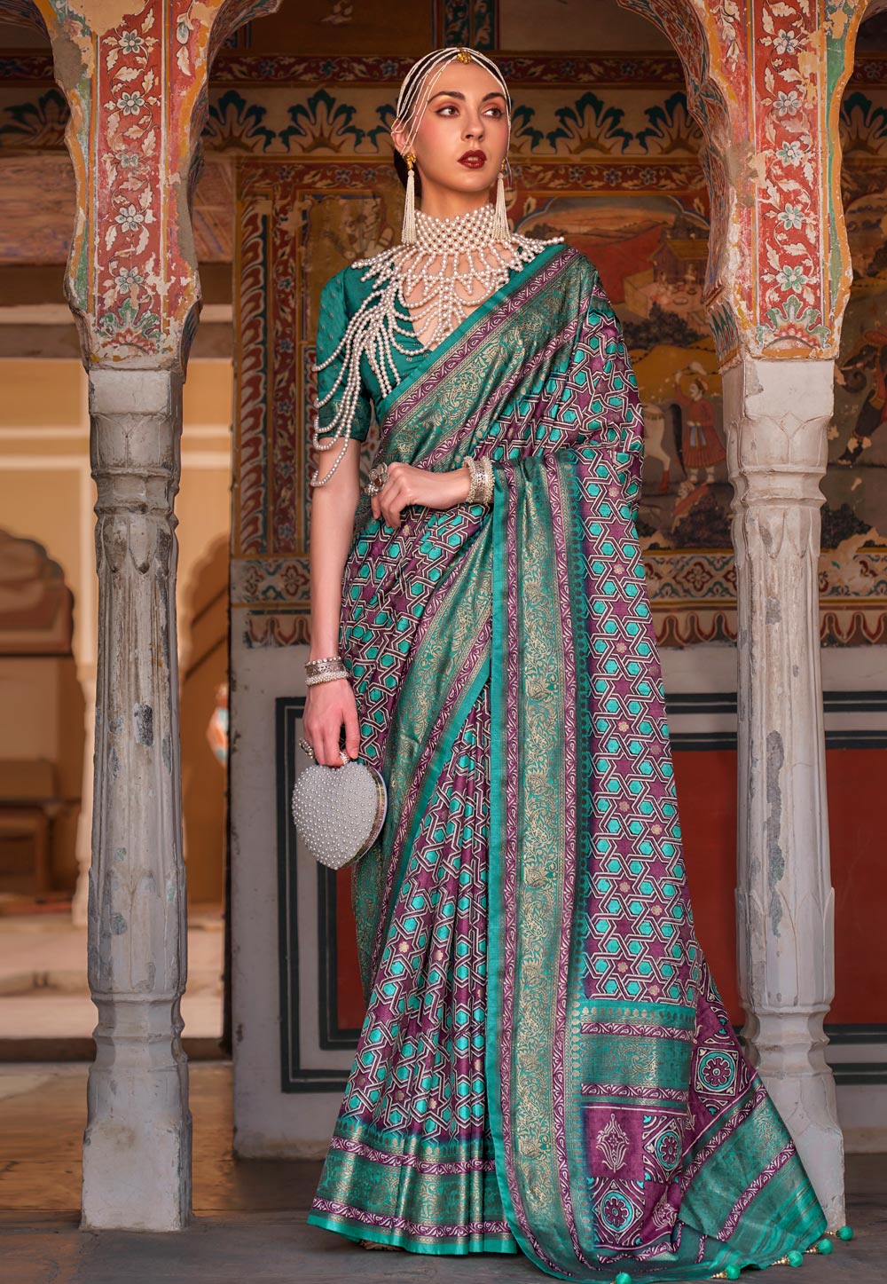 Sea Green Silk Saree With Blouse 267691