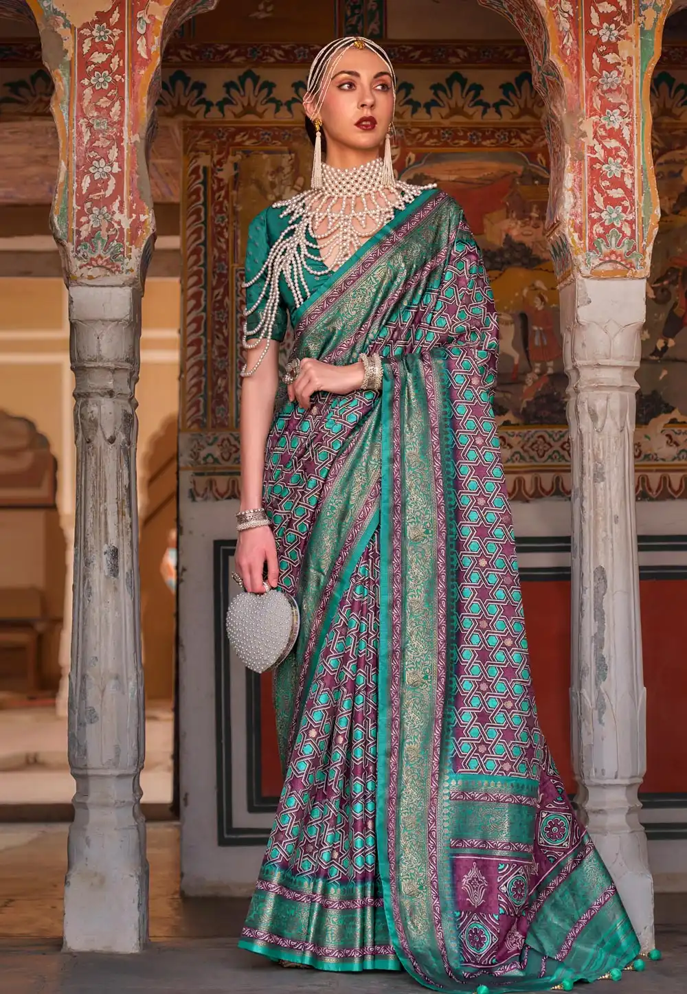 Sea Green Silk Saree With Blouse 267691