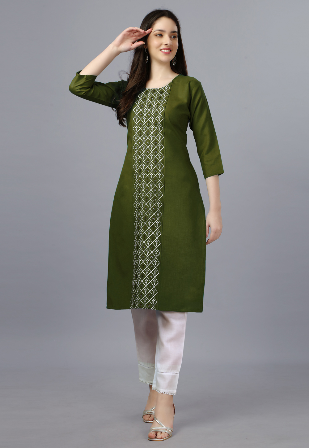 Mehndi Cotton Kurti 269005