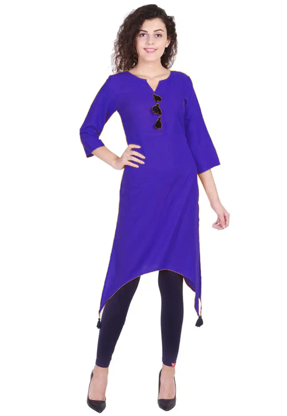 Blue Rayon Readymade Kurta Set With Legging 213556